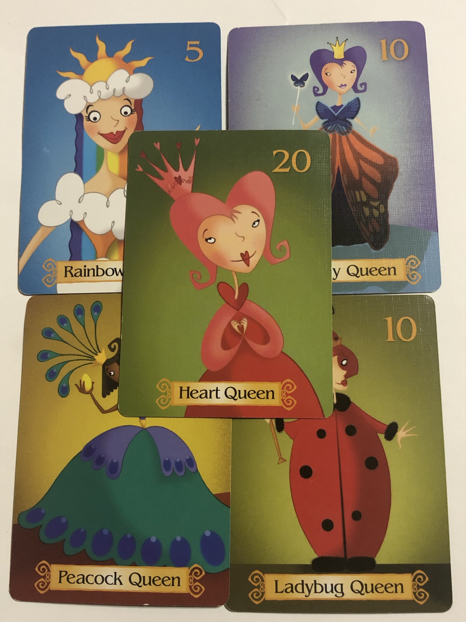5 of the Queen cards in the game Sleeping Queens